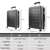 ZNTS Luggage Sets 2 Piece, 20 inch 24 inch Carry on Luggage Airline Approved, ABS Hardside Lightweight W1625122315
