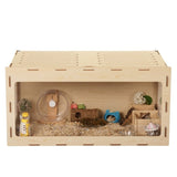 ZNTS Wooden Hamster Cage Small Animals House, Acrylic Hutch for Dwarf Hamster, Guinea Pig, Chinchilla, W2181P151889