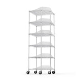 ZNTS 6 Tier Shelf Corner Wire Shelf Rack Pentagonal Shelves with Wheels Adjustable Metal Heavy Duty Free W155083054
