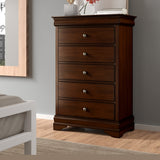 ZNTS Louis Philippe Style 1pc Chest of Drawers Brown Cherry Finish Okume Veneer Bedroom Furniture B01146480