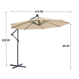 ZNTS 10 FT Solar LED Patio Outdoor Umbrella Hanging Cantilever Umbrella Offset Umbrella Easy Open W41917533