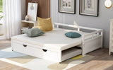 ZNTS Extending Daybed with Trundle, Wooden Daybed with Trundle, White WF194887AAK