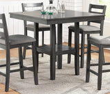 ZNTS Classic Dining Room Furniture Gray Finish Counter Height 5pc Set Square Dining Table w Shelves B011119806