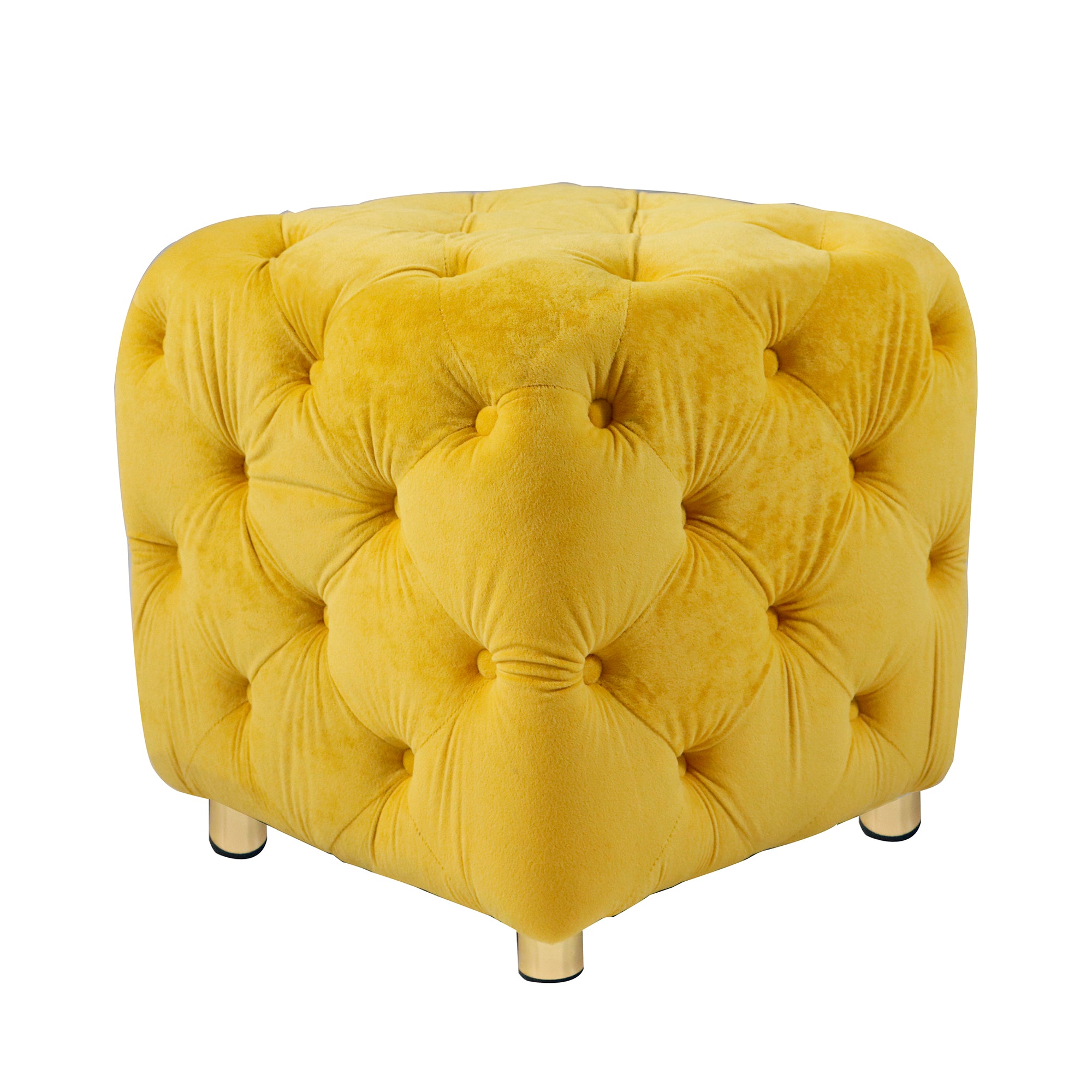 ZNTS Yellow Modern Velvet Upholstered Ottoman, Exquisite Small End Table, Soft Foot Stool,Dressing Makeup W1170103516