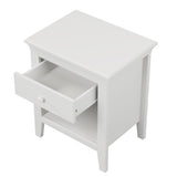 ZNTS Traditional Concise Style White Solid Wood One-Drawer Nightstand WF295734AAA