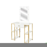 ZNTS White modern simple vanity, solid metal frame construction, 9 LED lights illuminate makeup mirror, W33158581
