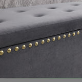 ZNTS Large Storage Benches Set, Nailhead Trim 2 in 1 Combination Benches, Tufted Velvet Benches with Gold W1420104348