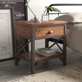 ZNTS Unique Style Two-Tone Finish Nightstand of Drawer Shelf Metal Finished Brackets Industrial Design B01151364