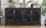 ZNTS TREXM Large Storage Space Sideboard with Artificial Rattan Door Metal Handles for Living Room WF305237AAB