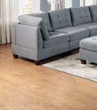 ZNTS Living Room Furniture Tufted Corner Wedge Grey Linen Like Fabric 1pc Cushion Nail heads Wedge Sofa B011119654