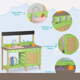ZNTS Wooden Kids Kitchen Playset, Indoor Outdoor Pretend Mud Kitchen Set for Toddler, Play Kitchen Toy W1390112743