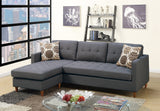 ZNTS Blue Grey Polyfiber Sectional Sofa Living Room Furniture Reversible Chaise Couch Pillows Tufted Back B01149144
