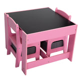 ZNTS 3-in-1 Kids Wood Table and 2 Chairs, Children Activity Table Set with Storage, Blackboard, W104154175