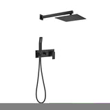 ZNTS Brass Matte Black Shower Faucet Set Shower System 10 Inch Rainfall Shower Head with Handheld Sprayer W928115129