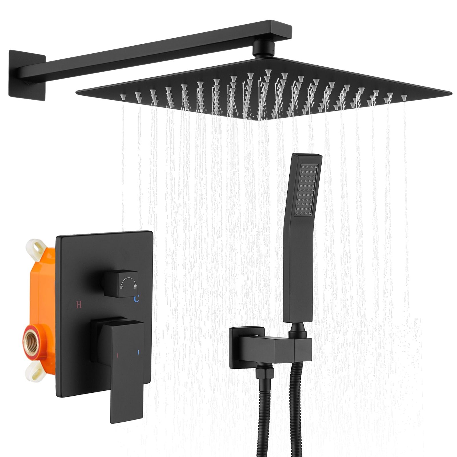 ZNTS Shower System Shower Faucet Combo Set Wall Mounted with 12" Rainfall Shower Head and handheld shower 26119944
