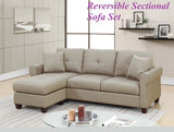 ZNTS Beige Color Glossy Polyfiber Tufted Cushion Couch Sectional Sofa Chaise Living Room Furniture B011118996