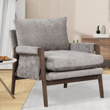 ZNTS Mid-Century Modern Velvet Accent Chair,Leisure Chair with Solid Wood and Thick Seat Cushion for WF301654AAE