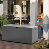 ZNTS 140 Gallon Grey Garden Wicker Box Furniture Small Outdoor Storage Box Waterproof For Patio W1828P151790
