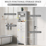 ZNTS White Tall Storage Cabinet with 3 Drawers and Adjustable Shelves for Bathroom, Kitchen and Living WF298151AAK