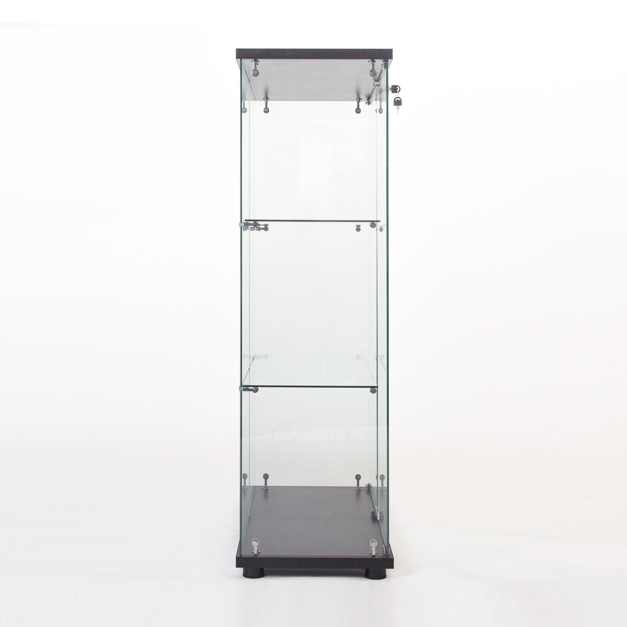 ZNTS One Door Glass Cabinet Glass Display Cabinet with 3 Shelves, Black W151084144