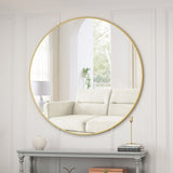 ZNTS Wall Mirror 39 Inch Gold Circular Mirror Metal Framed Mirror Round Vanity Mirror Dressing Mirror, W143570512