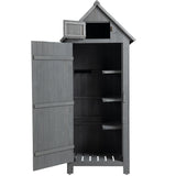 ZNTS 30.3"L X 21.3"W X 70.5"H Outdoor Storage Cabinet Tool Shed Wooden Garden Shed Gray W142267668