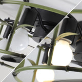 ZNTS Flush Mount Ceiling Fans with Lights and Remote Control green Caged Low Profile Ceiling Fan Modern W1340137045