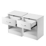 ZNTS 2pcs Night Stands with Drawer White 60343412