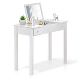 ZNTS Accent White Vanity Table Set with Upholstered Stool and Flip-Top Mirror and 2 Drawers, Jewelry W760102719