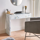 ZNTS Modern Design Tempered Glass Marble Texture Vanity Table Dressing Table for Bedroom, Living Room W1043119956