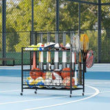 ZNTS Sports Equipment Organizer, Basketball Storage Rack, Sports Organizer Cart with Basket and Hooks W1401141789