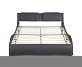 ZNTS Full Size Upholstered Faux Leather Platform Bed with LED Light Bed Frame with Slatted - Black WF296647AAB