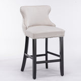 ZNTS A&A Furniture,Contemporary Velvet Upholstered Wing-Back Barstools with Button Tufted Decoration and W114343480