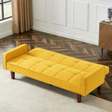 ZNTS Yellow Linen Sofa Bed, Convertible Sleeper Sofa with Arms, Solid Wood Feet and Plastic Centre Legs 69883148