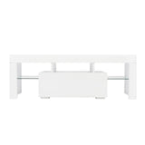 ZNTS Elegant Household Decoration LED TV Cabinet with Single Drawer White 44909065