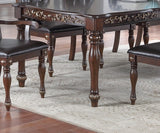 ZNTS Formal 1pc Dining Table w 2x Leaves Only Brown Finish Antique Design Rubberwood Large Family Dining B011138667