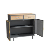 ZNTS 31.5"Wide 2 Drawer Sideboard, Modern Furniture Decor, Made with Iron+ Carbonized Bamboo, Easy W75732514