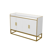 ZNTS Modern Kitchen Buffet Storage Cabinet Cupboard White Gloss with Metal Legs for living room Kitchen W876134665