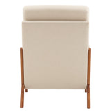 ZNTS High Back Solid Wood Armrest Backrest Iron Frame Linen Indoor Leisure Chair Off-White 31656855