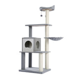 ZNTS Modern Cat Tree Cat Tower with Scratching Posts, Cozy Condo, Soft Hammock and Top Perch, Dangling 59227796