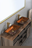 ZNTS 22.5" L -L -14.5" W -4 1/2 in. H Handmade Glass Rectangle Vessel Bathroom Sink Set in Rich Chocolate W92851593