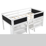 ZNTS Twin Size Low Loft Bed with Two Movable Shelves and Ladder,with Decorative Guardrail WF283286AAK
