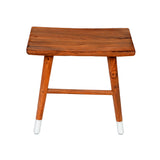 ZNTS 18 Inch Rectangular Acacia Wooden Side Table with Angled Legs, Warm Brown B05671995