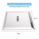 ZNTS 16 Inch Chrome Rain Shower Head, Square Ultra Thin 304 Stainless Steel High Pressure Shower Head W138682634