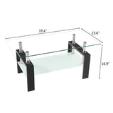 ZNTS Arc Shaped Two Tiers Tempered Glass Coffee Table 46611339