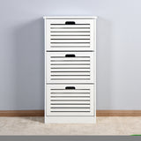 ZNTS Wooden Shoe Cabinet for Entryway, White Shoe Storage Cabinet with 3 Flip Doors 20.94x9.45x43.11 inch W40935621