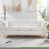 ZNTS 84.65" Rolled Arm Chesterfield 3 Seater Sofa W68058494