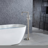 ZNTS Freestanding Tub Filler Matte Black Bathtub Faucet Floor Mount Single Handle Brass Tub Faucets with W119494678