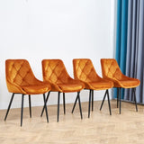 ZNTS Modern Orange Velvet Dining Chairs , Fabric Accent Upholstered Chairs Side Chair with Black Legs for W21068146