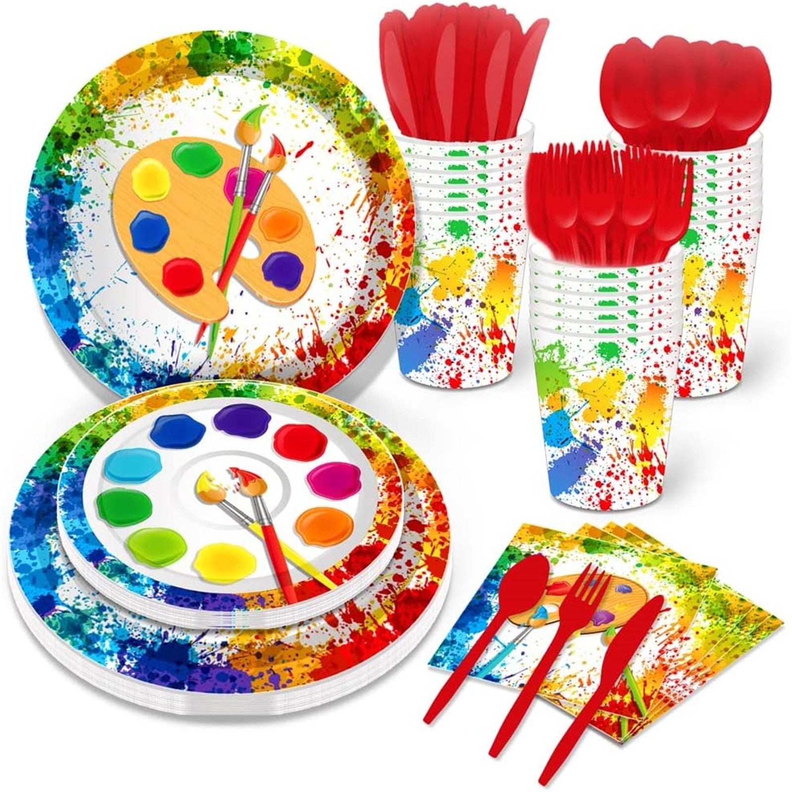 ZNTS Artist Painting Party Supplies Birthday Paper Plates Disposable Tableware Set Art Palette Paint 39171814